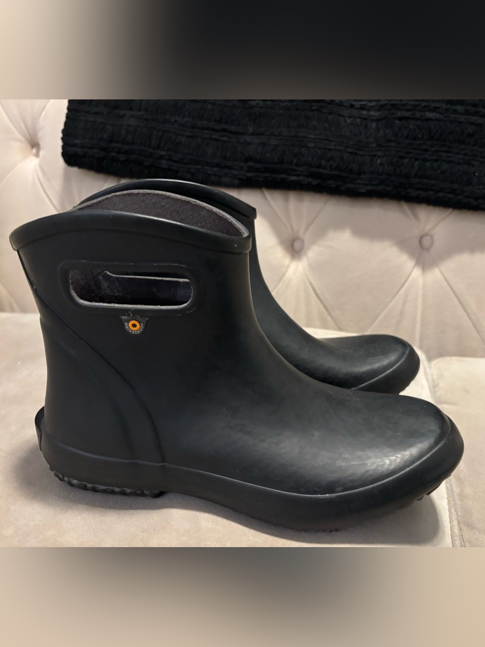 Bogs Patch Ankle Women's Black Waterproof Short Rain Boots Garden Pull-On EUC 9